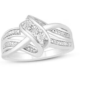 Diamond Chip, Accent Swirl Ring In 9.25 Sterling Silver